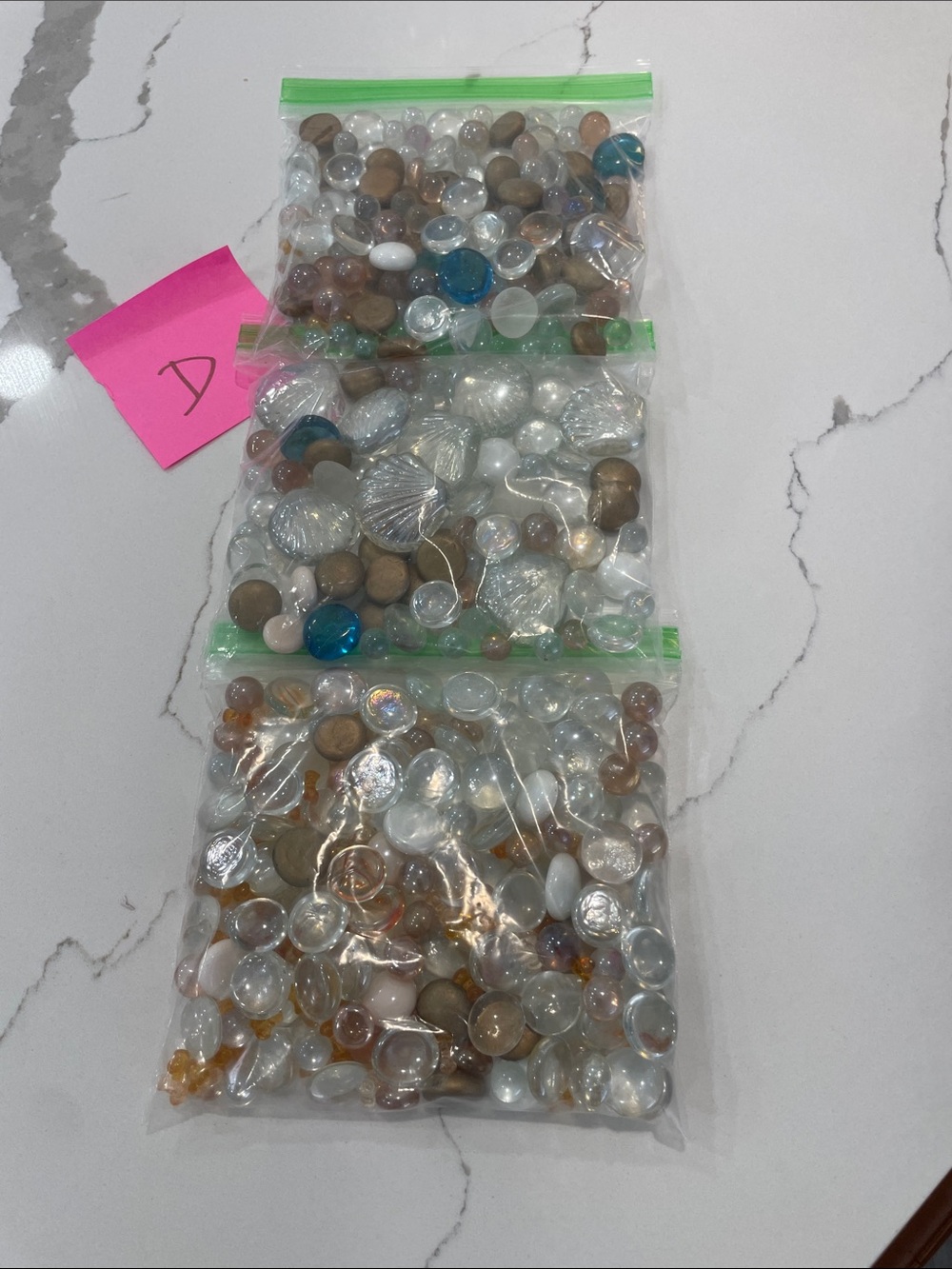 Source Unknown Mixed Glass and Stone Accent Beads - Clear, Brown, Blue, White